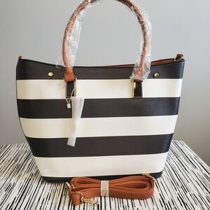Striped Black and White Tote Bag